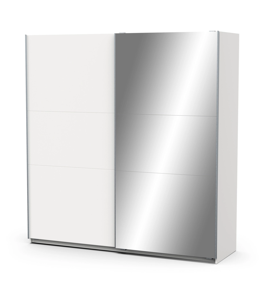 ARMADIO "GHOST" BIANCO CON ANTE SCORREVOLI E SPECCHIO, 194X59X203 CM